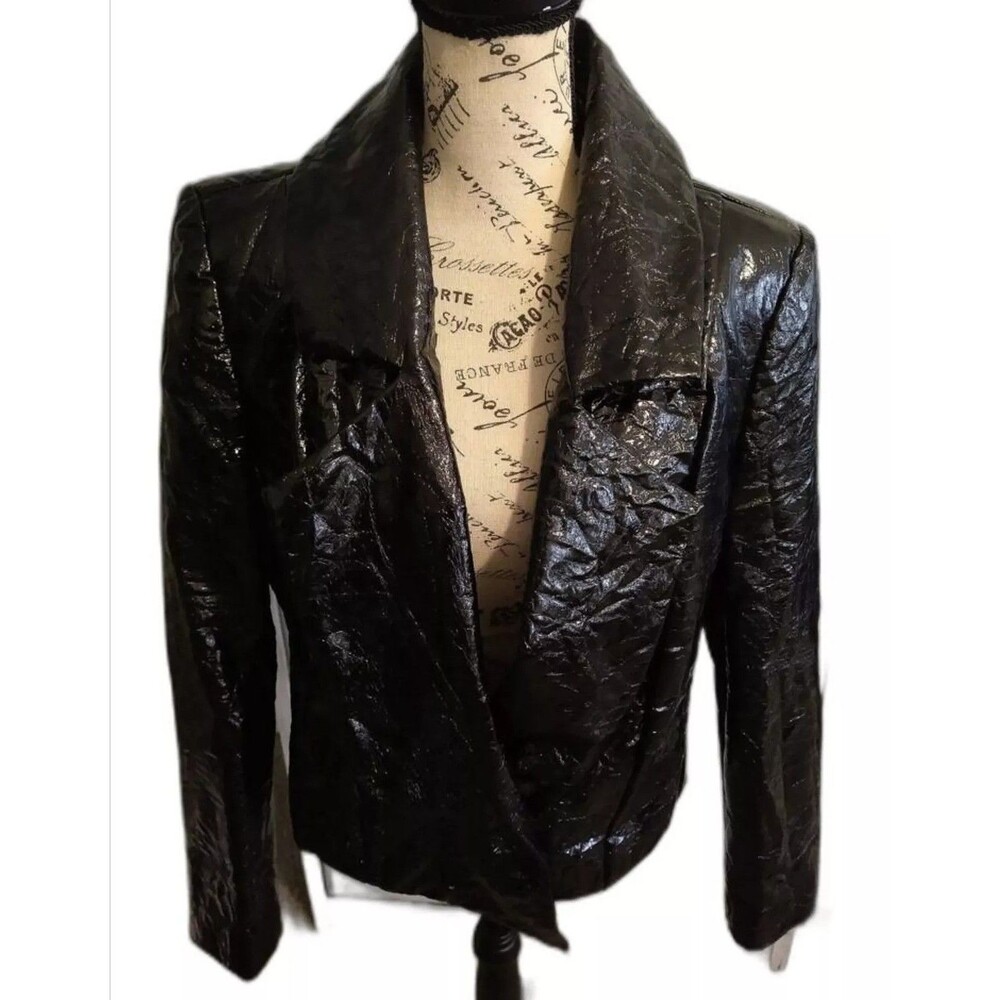 Ashro faux leather Moto jacket Size 14 Black Y2K Classic City